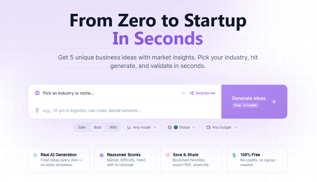 AI tools for generating startup ideas