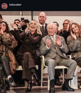 The King front row at Tolu Coker Fall 2026 show at London Fashion Week