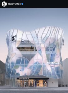 Screenshot of Louis Vuitton's Instagram post - façade of the store