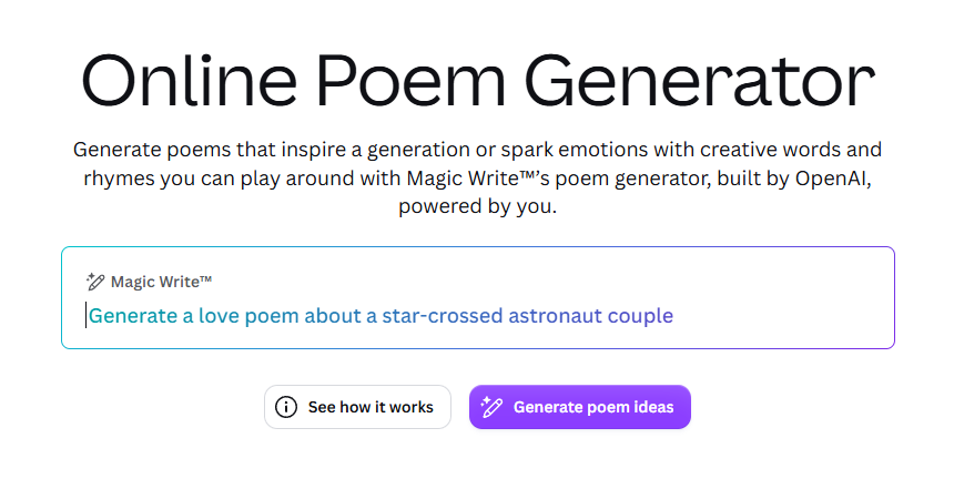 AI tools for writing poetry
