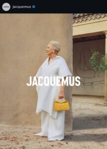 Screenshot of Jacquemus' grandma-brand ambassador announcement via Instagram
