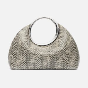 Jacquemus Calino Bag in Embossed Cobra Beige on White Background