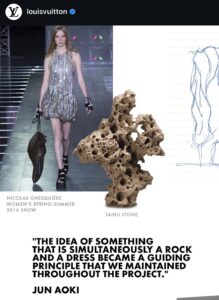 Screenshot of Louis Vuitton's Instagram post - the inspiration from Ghesquière and his dress 