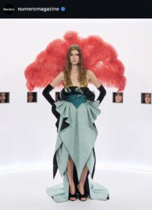 Instagram screenshot of Numero Magazine featuring a runway moment of the Valentino couture ss26 show