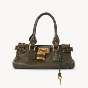 Chloé Paddington Bag in Winter Ivy Grained Leather on White Background