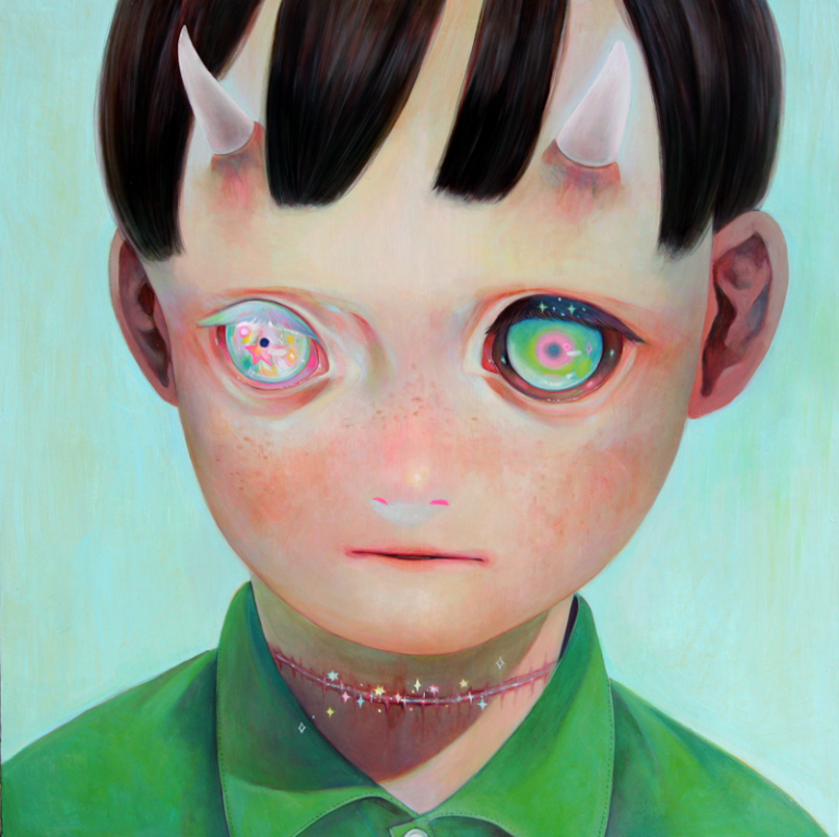 Paintings of starry-eyed children by Hikari Shimoda