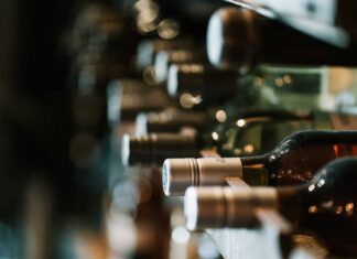 selective focus photography of bottles