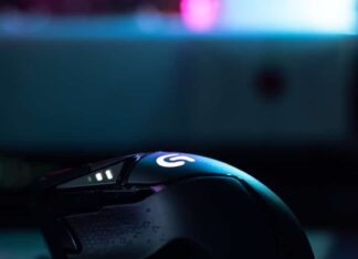 black and purple gaming mouse