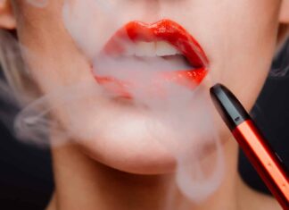 woman with red lipstick and red lipstick