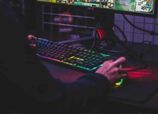 person using desktop computer