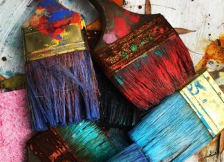 assorted-color paintbrushes
