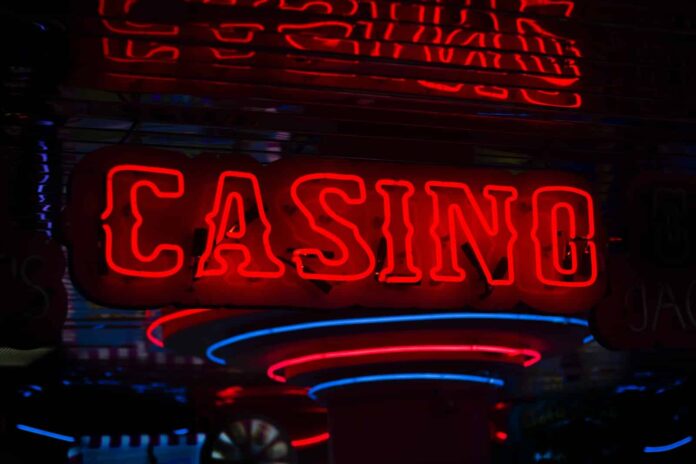 red Casino neon sign turned on