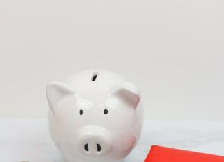 a piggy bank and coins