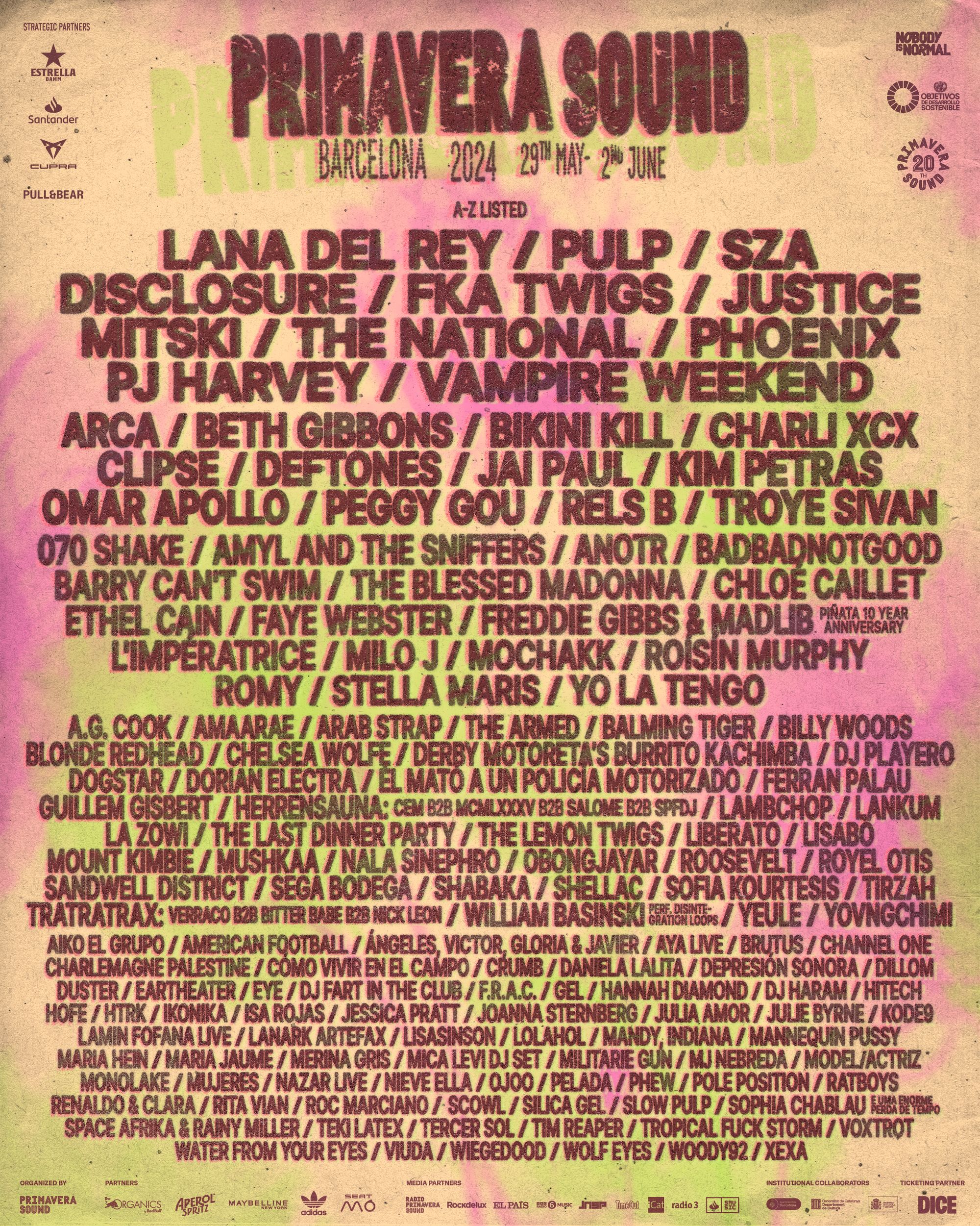 Primavera Sound Festival 2024 Lineup Announced: Lana Del Rey, Pulp, Mitski,  SZA, and More - Our Culture