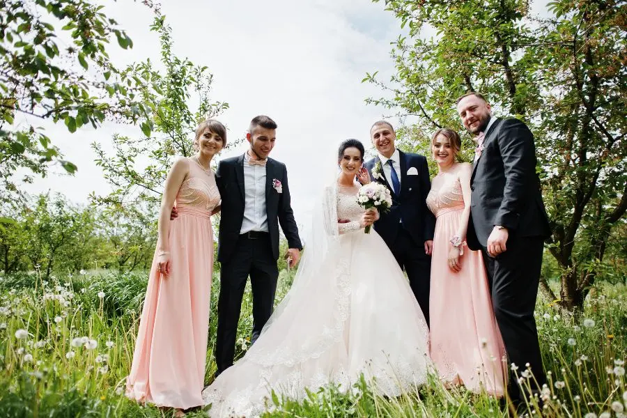 black bridesmaid dresses with groomsmen Mismatched Bridesmaid Dresses