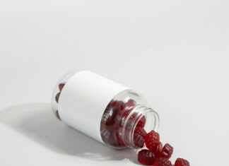 a white and red capsule