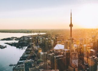 aerial photo of city during golden hour