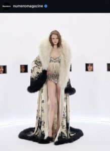 Instagram screenshot of Numero Magazine featuring a runway moment of the Valentino couture ss26 show