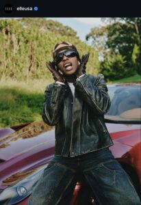 Screenshot of Elle's Instagram post with A$ap Rocky