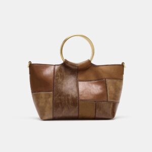 Zara Mini Sack Bag with Handles and Patchwork on White Background