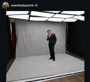 Screenshot of stylist sweetbabyjamie's Instagram post with Jeremy Allen White