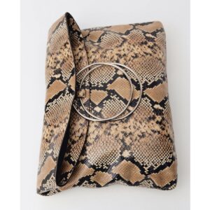 Mango Animal Print Leather Bag on White Background