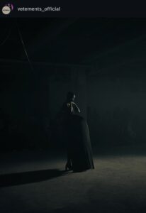 Vetements SS26 finale with Anok Yai as a mourning bride