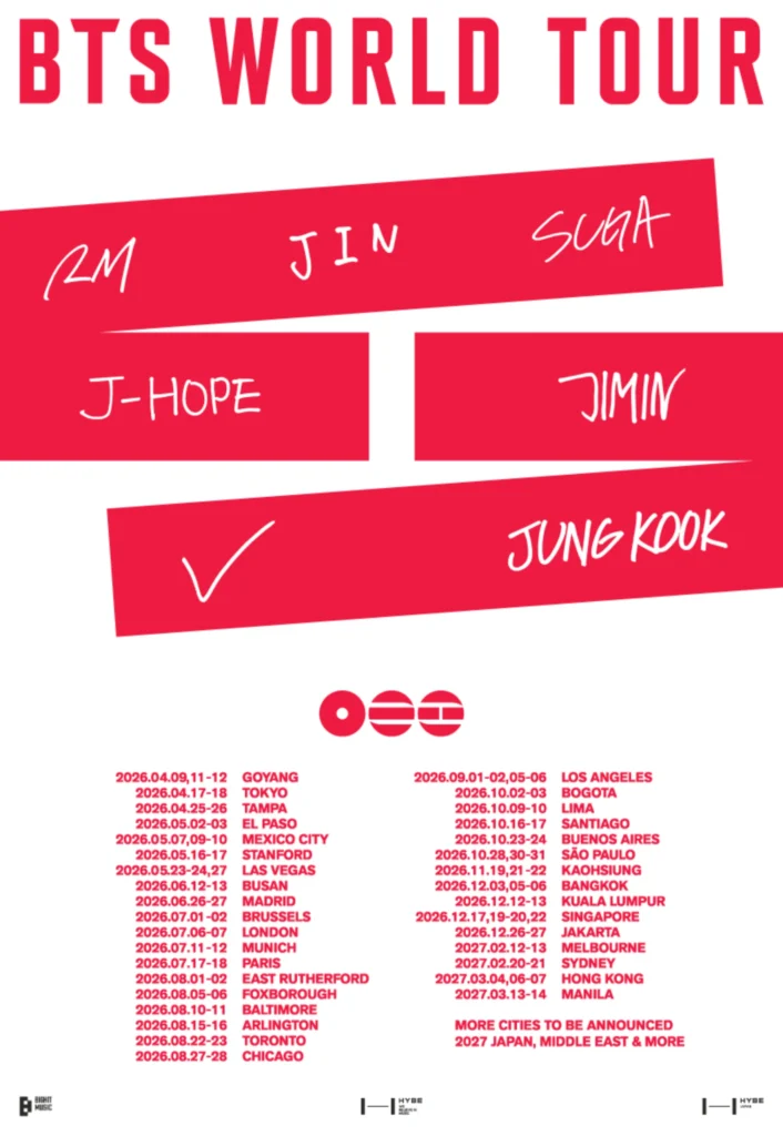 BTS 2026-27 tour dates