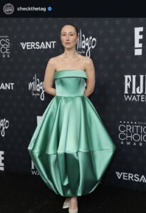 Instagram screenshot of Erin Doherty at the Critics Choice Awards carpet.