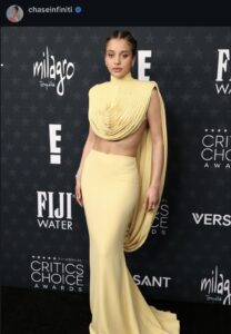 Instagram screenshot of Chase Infiniti at the Critics Choice Awards