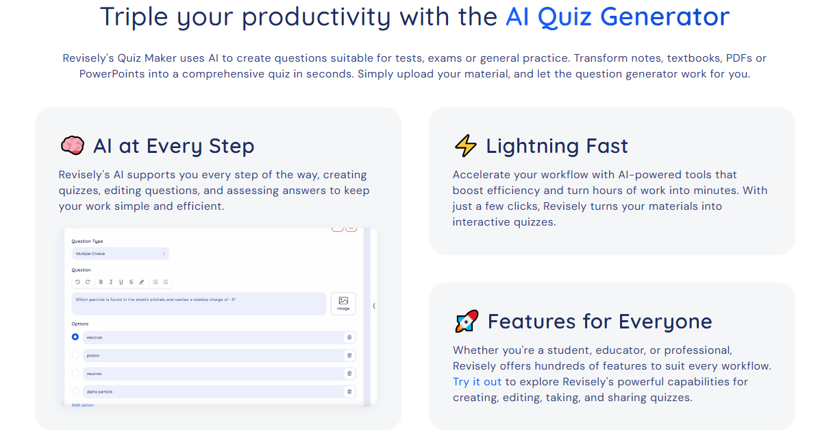 AI tools for creating quizzes